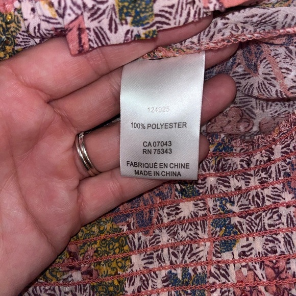 Joie Smocked Pink Floral Sheer Top - Picture 2 of 5